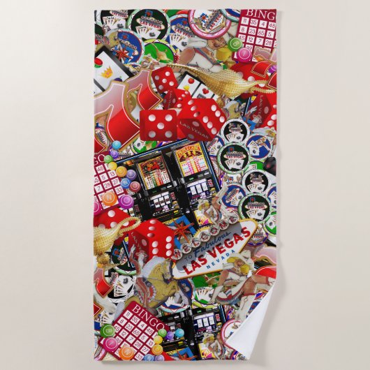 Gamblers Delight - Las Vegas Icons ビーチタオル (正面)