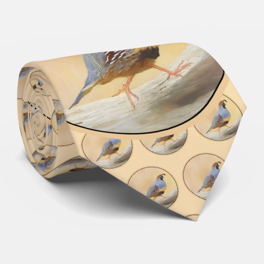 Gambrel's Quail Painting Original Bird Art ネクタイ (ロール)