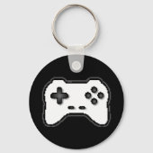 Game Controller Black White 8bit Video Game Style キーホルダー (正面)