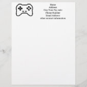 Game Controller Black White 8bit Video Game Style レターヘッド (正面)