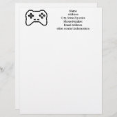 Game Controller Black White 8bit Video Game Style レターヘッド (正面/裏面)