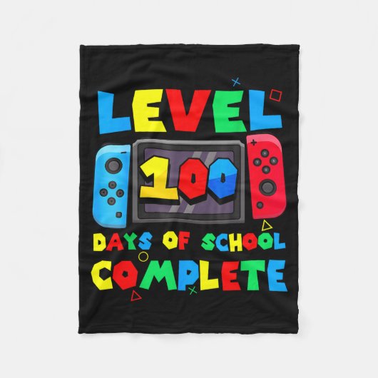 Game Controller Level 100 Days Of School Complete  フリースブランケット (正面)