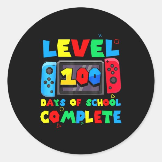 Game Controller Level 100 Days Of School Complete  ラウンドシール (正面)