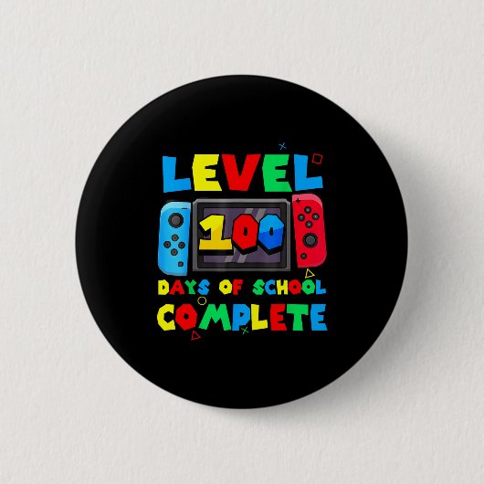 Game Controller Level 100 Days Of School Complete  缶バッジ (正面)