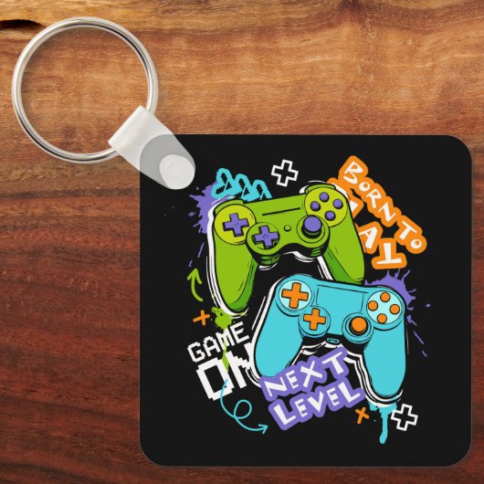Game controllers Graffiti  Gaming Born To Play  キーホルダー (正面)