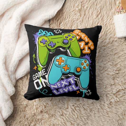Game controllers Graffiti  Gaming Born To Play  クッション (ブランケット)