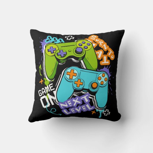 Game controllers Graffiti  Gaming Born To Play  クッション (裏面)