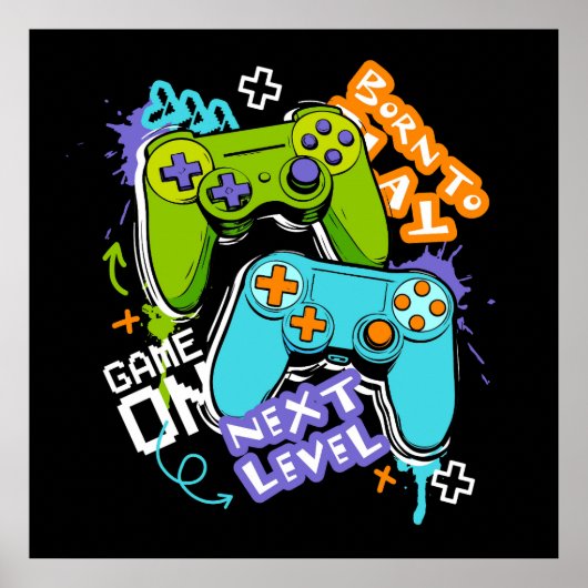 Game controllers Graffiti  Gaming Born To Play  ポスター (正面)