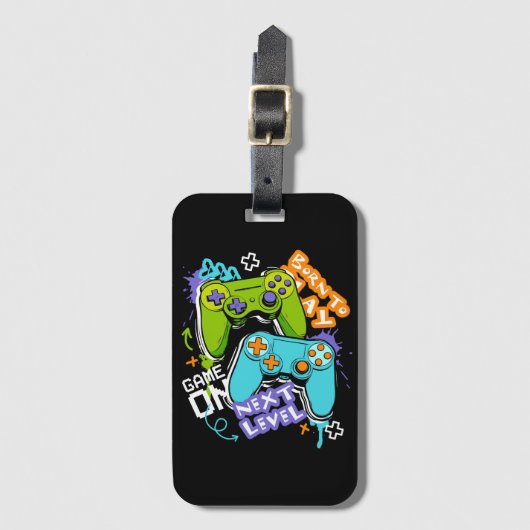 Game controllers Graffiti  Gaming Born To Play  ラゲッジタグ (正面縦)