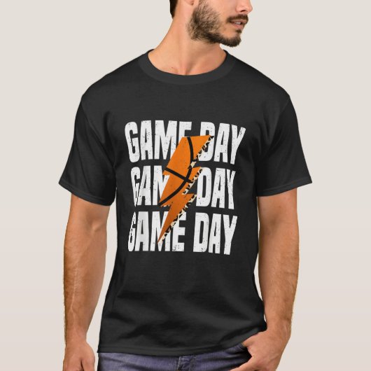 Game Day Basketball Leopard Lightning Tシャツ (正面)
