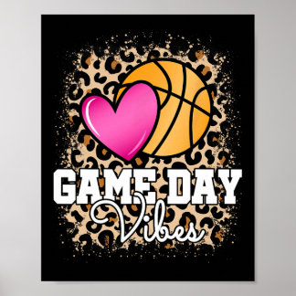 Game Day Bysketbyll Leopard Print Women Girls Bysk ポスター