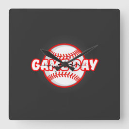 Game Day Cracked Baseball Sports Graphic スクエア壁時計