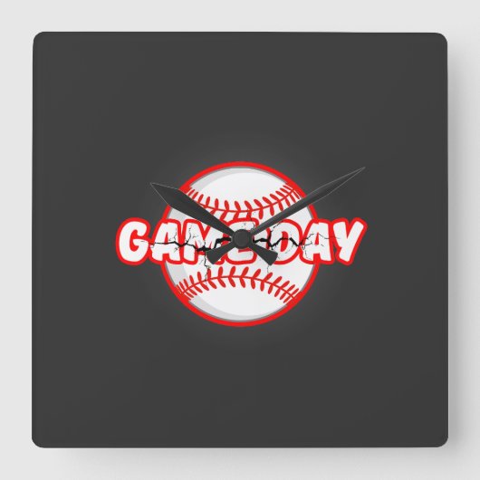 Game Day Cracked Baseball Sports Graphic スクエア壁時計 (正面)