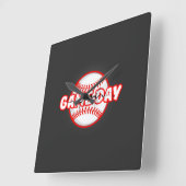 Game Day Cracked Baseball Sports Graphic スクエア壁時計 (傾斜)