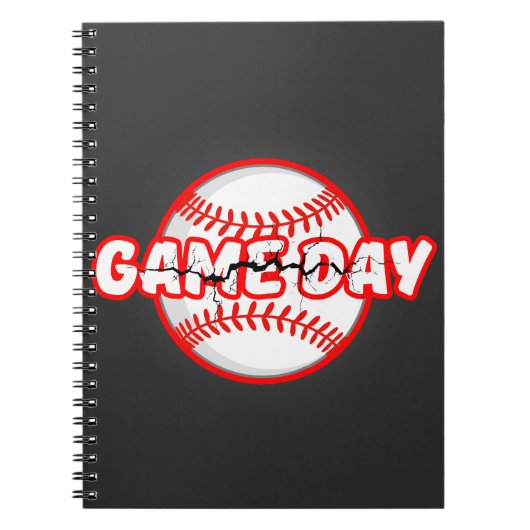 Game Day Cracked Baseball Sports Graphic ノートブック (正面)