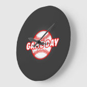 Game Day Cracked Baseball Sports Graphic ラージ壁時計 (傾斜)