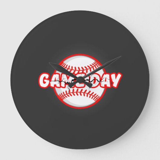Game Day Cracked Baseball Sports Graphic ラージ壁時計 (正面)