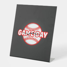 Game Day Cracked Baseball Sports Graphic 台座サイン