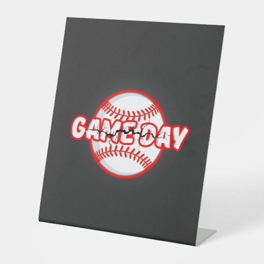 Game Day Cracked Baseball Sports Graphic 台座サイン (正面)