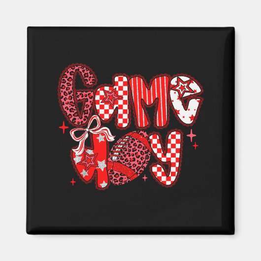 Game Day Football Girly Lace Bow Team Srit Girls R マグネット (正面)