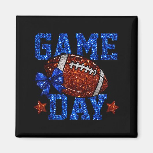 Game Day Football Season Football Mama Blue Bow Ch マグネット (正面)