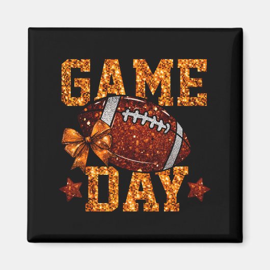 Game Day Football Season Football Mama Orange Bow  マグネット (正面)