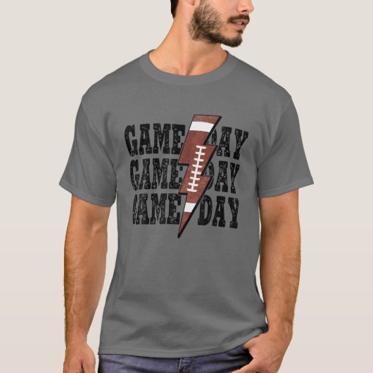 Game Day Football Season Lightning Bolt Funny Foot Tシャツ (正面)