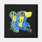 Game Day Football Team Srit Checkered Blue &amp; G マグネット (正面)