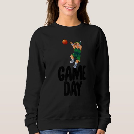 Game Day Gnome Basketball Game Celebration Women スウェットシャツ (正面)