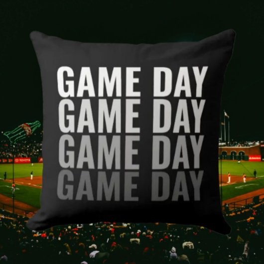 “Game Day Repeat” Bold Throw Pillow クッション