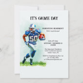 Game Day Running American Football 50th birthday 招待状 (正面)