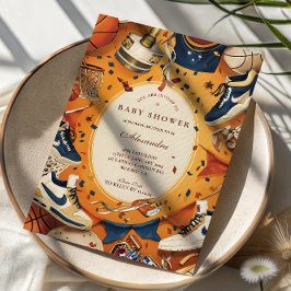 Game Day Vintage Basketball Baby Shower 招待状