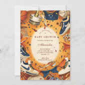 Game Day Vintage Basketball Baby Shower 招待状 (正面)