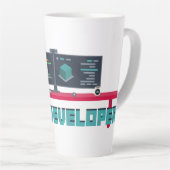Game Developer Latte Mug - Blue Letters カフェラテマグ (右アングル)