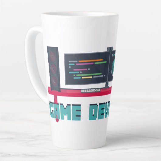 Game Developer Latte Mug - Blue Letters カフェラテマグ (左アングル)