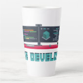 Game Developer Latte Mug - Blue Letters カフェラテマグ (正面)