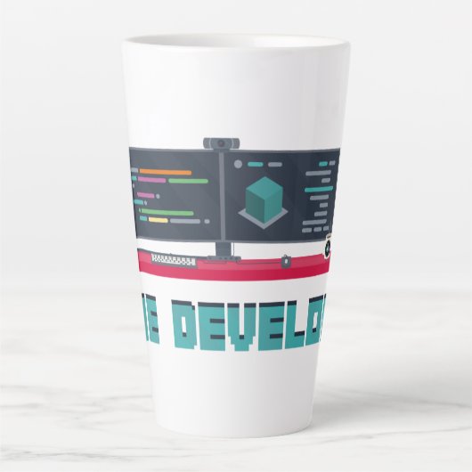 Game Developer Latte Mug - Blue Letters カフェラテマグ (正面)