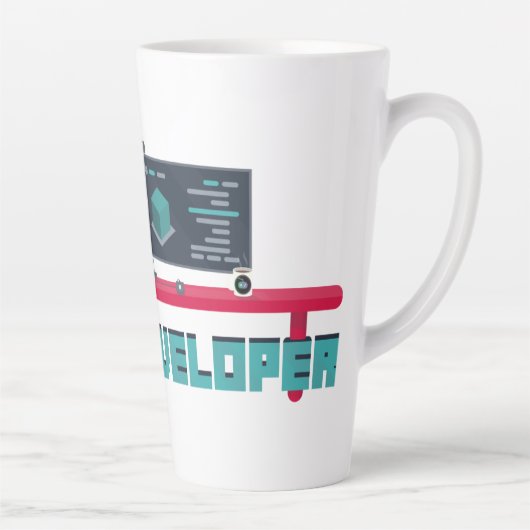 Game Developer Latte Mug - Blue Letters カフェラテマグ (右)