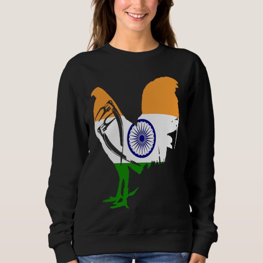 Game fowl India Indian flag gaff rooster Gamefowl スウェットシャツ (正面)