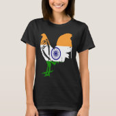 Game fowl India Indian flag gaff rooster Gamefowl Tシャツ (正面)