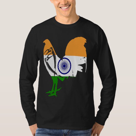 Game fowl India Indian flag gaff rooster Gamefowl  Tシャツ (正面)