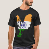 Game fowl India Indian flag gaff rooster Gamefowl  Tシャツ (正面)