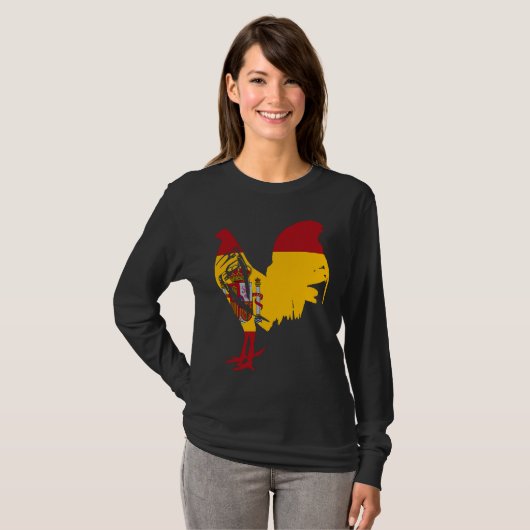 Game fowl Spain Spanish flag gaff rooster Gamefowl Tシャツ (正面フル)