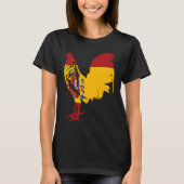 Game fowl Spain Spanish flag gaff rooster Gamefowl Tシャツ (正面)