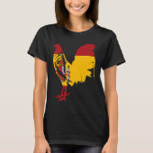 Game fowl Spain Spanish flag gaff rooster Gamefowl Tシャツ (正面)