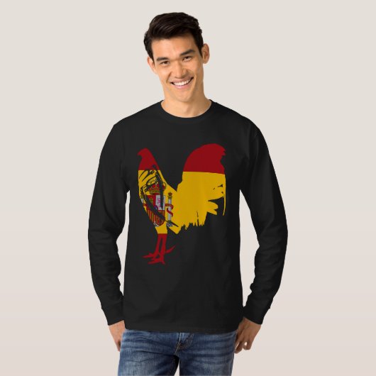 Game fowl Spain Spanish flag gaff rooster Gamefowl Tシャツ (正面フル)
