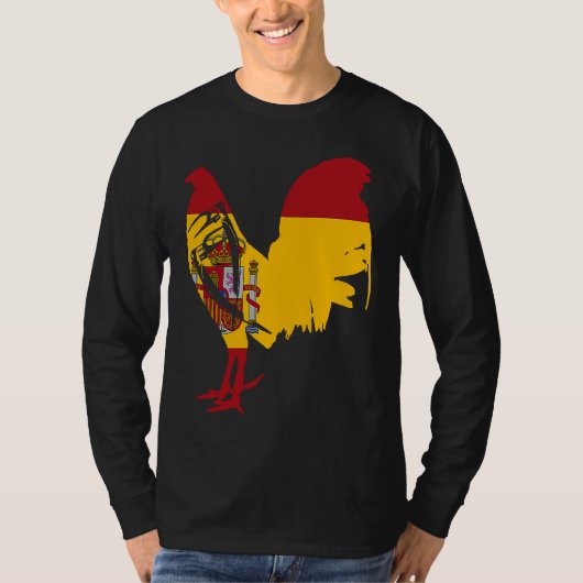 Game fowl Spain Spanish flag gaff rooster Gamefowl Tシャツ (正面)