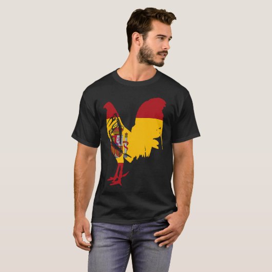 Game fowl Spain Spanish flag gaff rooster Gamefowl Tシャツ (正面フル)