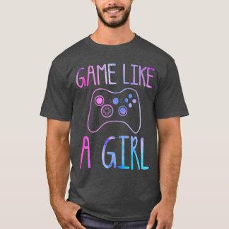 GAME LIKE A GIRL レトロゲームコントローラー ラブ Tシャツ