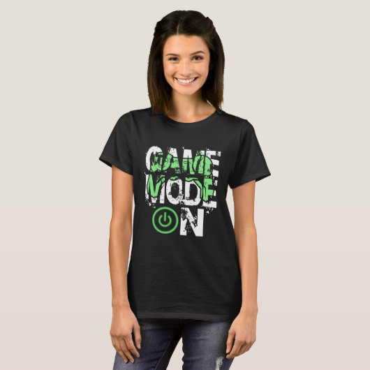 Game Mode ON Cool Gritty Style Video Gamer Novelty Tシャツ (正面フル)